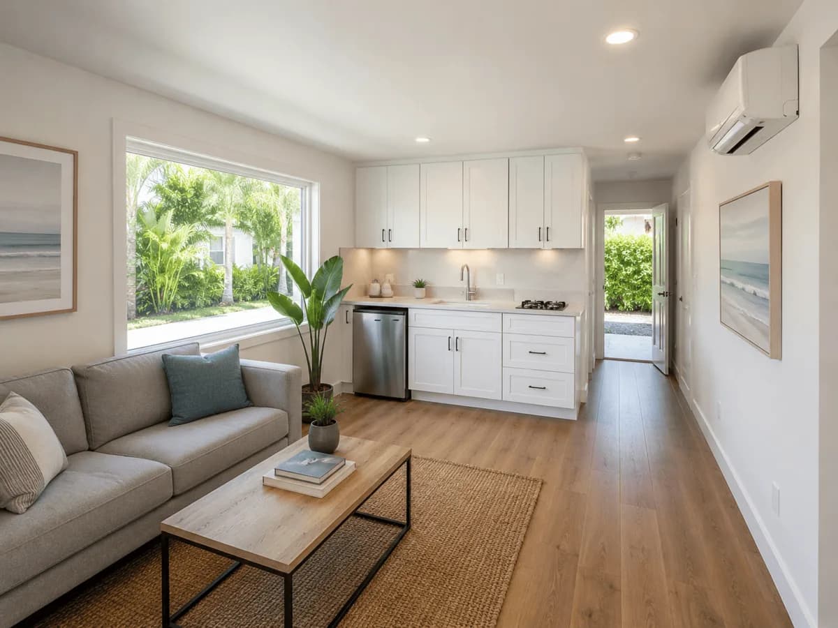 Representative interior layout for a finished container-based guest space