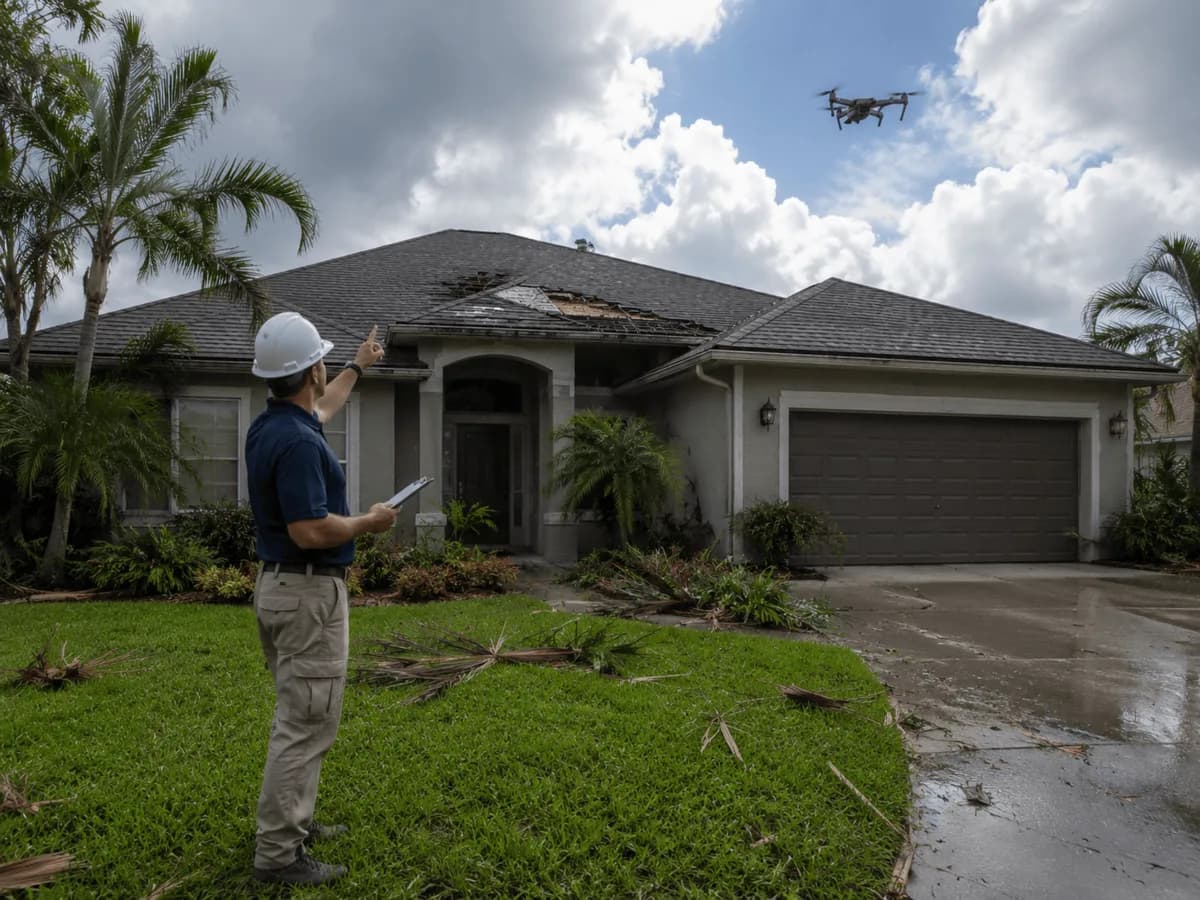 Representative post-storm roof assessment with aerial documentation